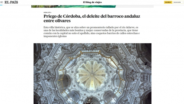Priego de C&oacute;rdoba, el deleite del barroco andaluz entre olivares por Paco Nadal para El Pa&iacute;s
